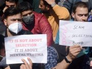 Job aspirants protest against firm conducting recruitment exams in Kashmir