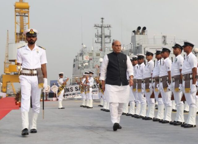 Defence Minister Rajnath Singh commissions INS Sandhayak, warns pirates