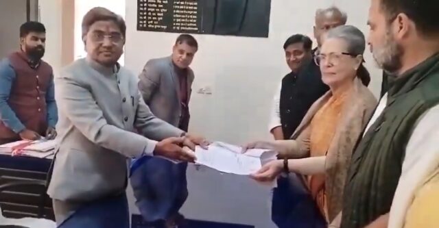 Sonia Gandhi Files Nomination For Rajya Sabha Elections From Rajasthan